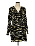 DKNY 100% Polyester Animal Print Black Casual Dress Size 12 - photo 1