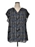 DR2 100% Polyester Blue Short Sleeve Blouse Size 1X - photo 1