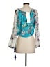Rococo Sand 100% Silk Floral Teal Long Sleeve Silk Top Size XS - photo 2
