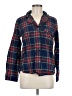 Petite Plume Plaid Blue Long Sleeve Button-Down Shirt Size M - photo 1