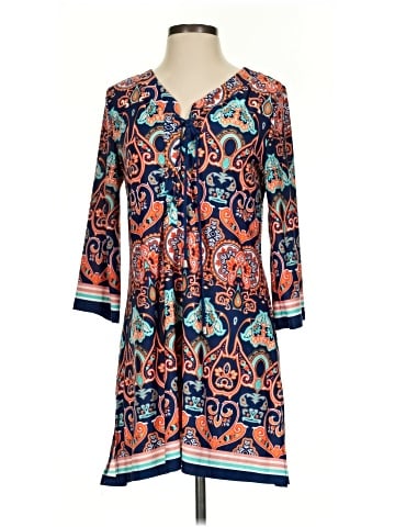 Mandarin Blue Casual Dress (view 1)