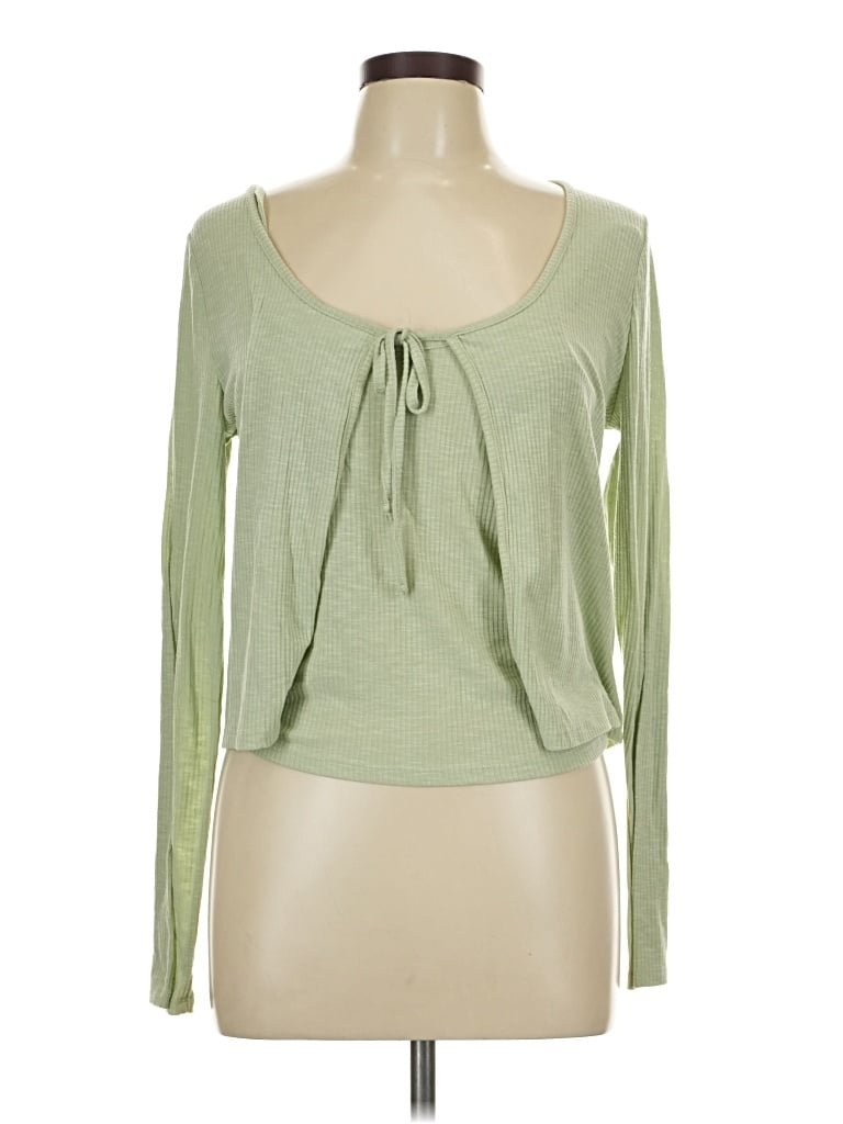 Pre-owned Freshman 1996 Long Sleeve Top Green Scoop Neck Tops