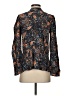 Hinge 100% Viscose Paisley Black Long Sleeve Blouse Size XS - photo 2