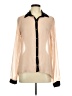 Heart Soul 100% Polyester Color Block Tan Long Sleeve Blouse Size M - photo 1