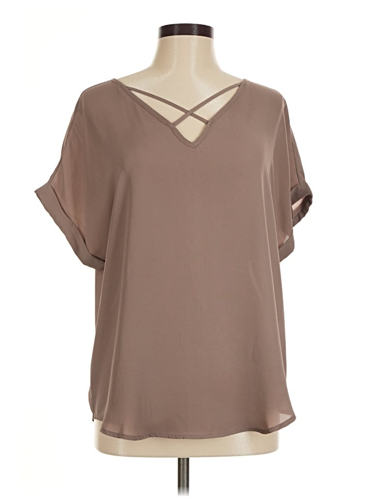 Pre-owned Worthington Short Sleeve Blouse In Brown