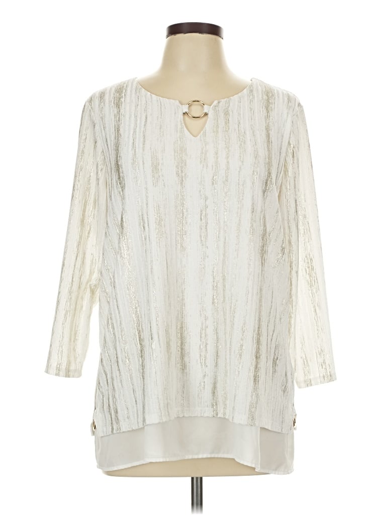 Pre-owned Jm Collection 3/4 Sleeve Blouse In Ivory
