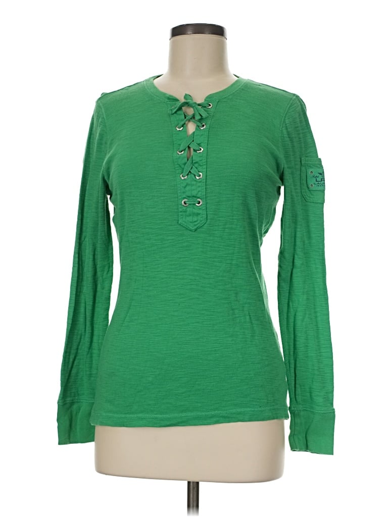 Pre-owned Lauren Jeans Co. Long Sleeve Henley Shirt In Green