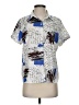 Unbranded 100% Polyester Print Silver Short Sleeve Blouse Size 5 - photo 1