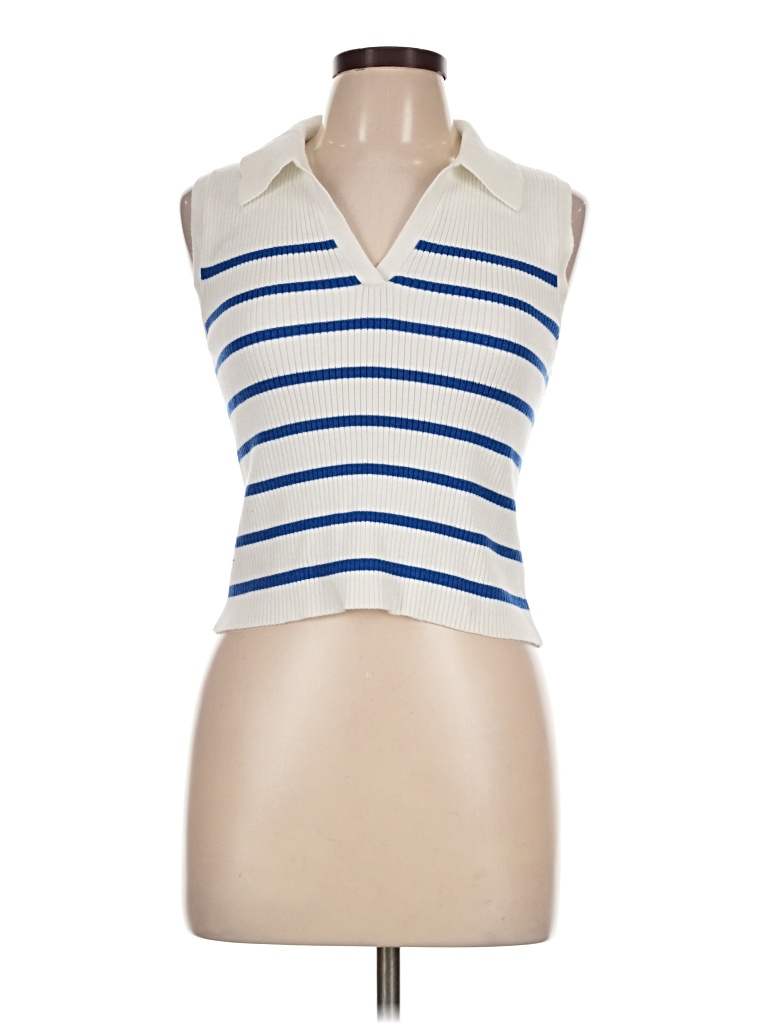 Pre-owned Old Navy Tank Top Ivory Collared Neckline Tops