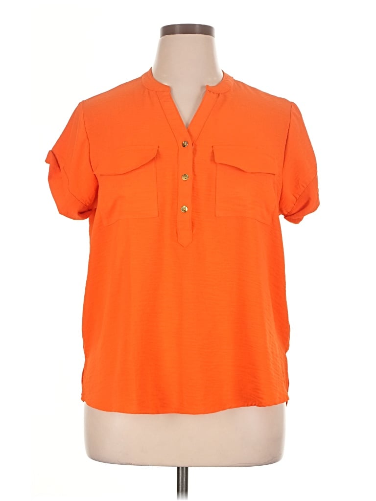 Pre-owned Harve Benard Short Sleeve Blouse In Orange