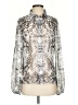 Express 100% Polyester Paisley Silver Long Sleeve Blouse Size S - photo 1