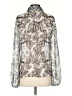 Express 100% Polyester Paisley Silver Long Sleeve Blouse Size S - photo 2