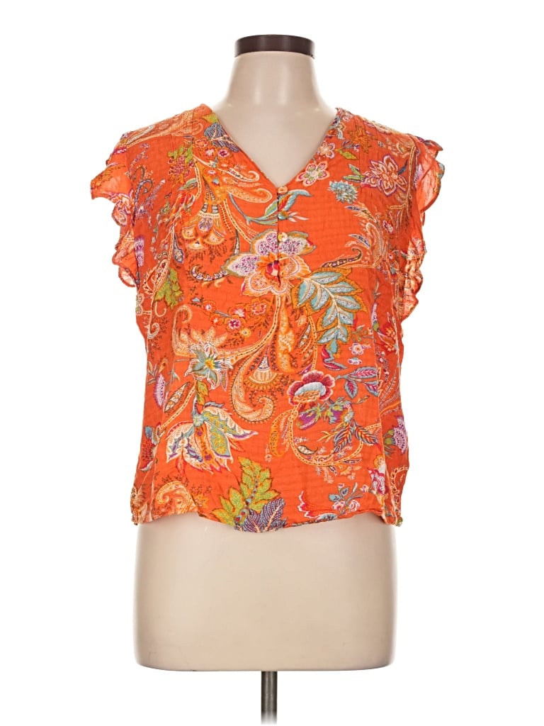 Pre-owned Nicole Miller Sleeveless Blouse In Orange