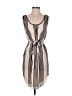 Ann Taylor 100% Polyester Stripes Tan Casual Dress Size S - photo 1