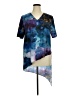 DKNY 100% Polyester Tie-dye Blue Short Sleeve Blouse Size XL - photo 1