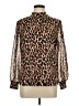 Perseption Concept Animal Print Brown Long Sleeve Blouse Size L - photo 1
