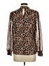 Perseption Concept Animal Print Brown Long Sleeve Blouse Size L - photo 2