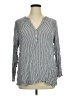 Old Navy 100% Rayon Stripes Silver Long Sleeve Blouse Size XL - photo 1
