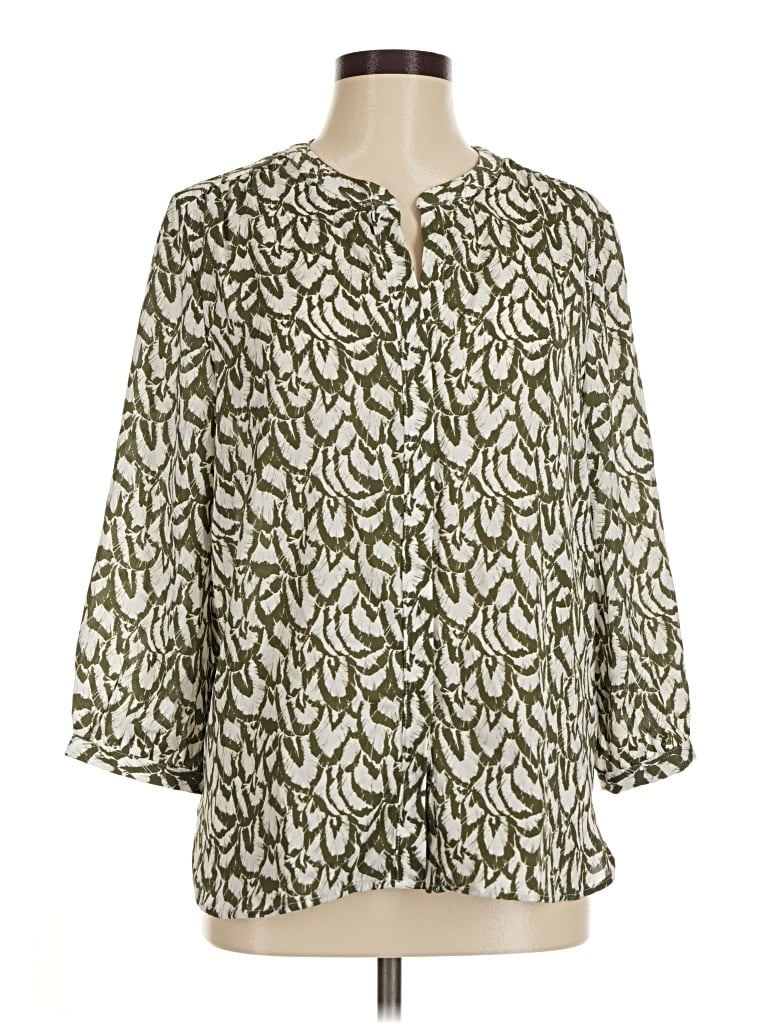 Pre-owned Jachs Girlfriend 3/4 Sleeve Blouse In Green