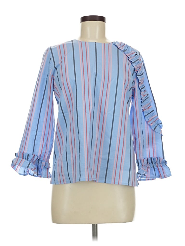 Pre-owned Halogen 3/4 Sleeve Blouse In Blue