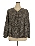 Lush 100% Polyester Animal Print Brown Long Sleeve Blouse Size 2X - photo 1