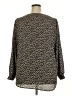 Lush 100% Polyester Animal Print Brown Long Sleeve Blouse Size 2X - photo 2