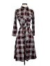 NY Collection Plaid Gray Burgundy Casual Dress Size S - photo 1