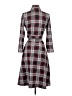 NY Collection Plaid Gray Burgundy Casual Dress Size S - photo 2
