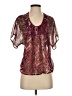Xhilaration 100% Polyester Burgundy Short Sleeve Blouse Size XS - photo 1