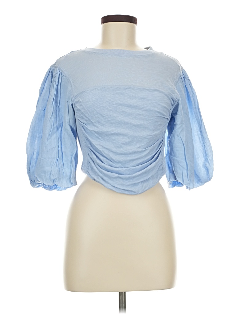 Pre-owned Free People 3/4 Sleeve T-shirt In Blue