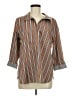 Chico's Stripes Brown 3/4 Sleeve Button-Down Shirt Size Med (1) - photo 1