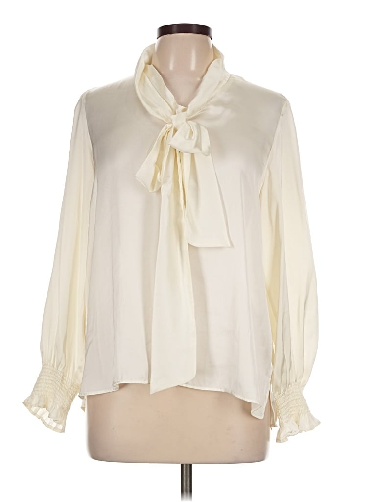 Pre-owned Gallery Long Sleeve Blouse In Ivory