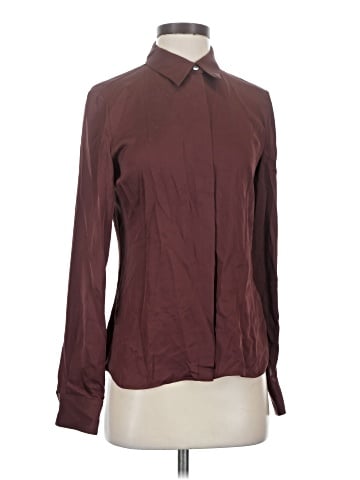 Theory Long Sleeve Silk Top (view 1)