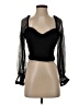 A. Peach 100% Polyester Black 3/4 Sleeve Top Size S - photo 1