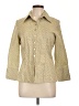 Zanella Tweed Tan 3/4 Sleeve Button-Down Shirt Size 10 - photo 1