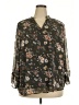 Papermoon 100% Polyester Floral Brown 3/4 Sleeve Blouse Size 2X - photo 1