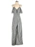 Shein 100% Polyester Stripes Silver Jumpsuit Size 4 - photo 1