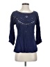 Solitaire 100% Rayon Blue 3/4 Sleeve Blouse Size S - photo 1
