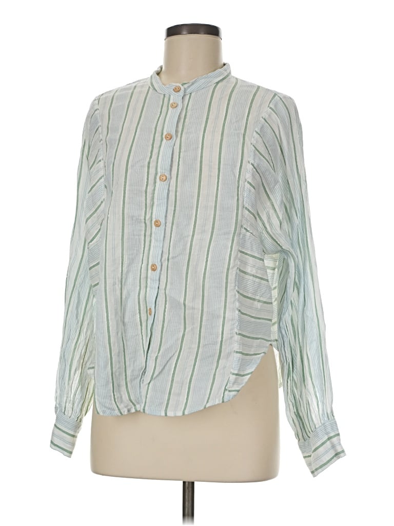 Pre-owned Mng Long Sleeve Blouse In Green