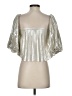 Express 100% Polyester Metallic Silver 3/4 Sleeve Blouse Size XS - photo 2