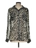 Old Navy 100% Polyester Animal Print Silver Long Sleeve Blouse Size L - photo 1