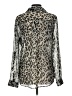 Old Navy 100% Polyester Animal Print Silver Long Sleeve Blouse Size L - photo 2