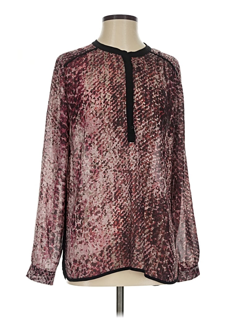 Pre-owned Dkny Jeans Long Sleeve Blouse In Burgundy