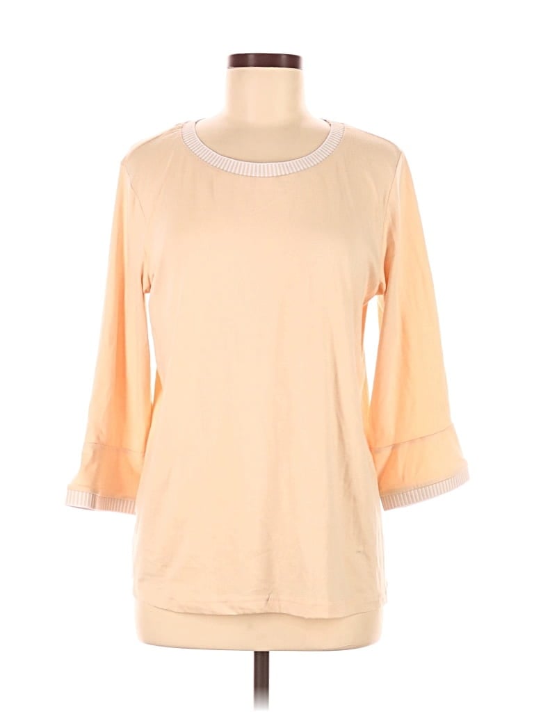 Pre-owned Merokeety 3/4 Sleeve Top Orange Boatneck Tops