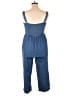 Old Navy 100% Cotton Solid Blue Jumpsuit Size Lg Petite - photo 2