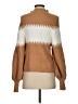 French Connection Chevron-herringbone Tan Turtleneck Sweater Size XS - photo 2