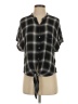 Olivaceous 100% Rayon Plaid Black Short Sleeve Blouse Size S - photo 1
