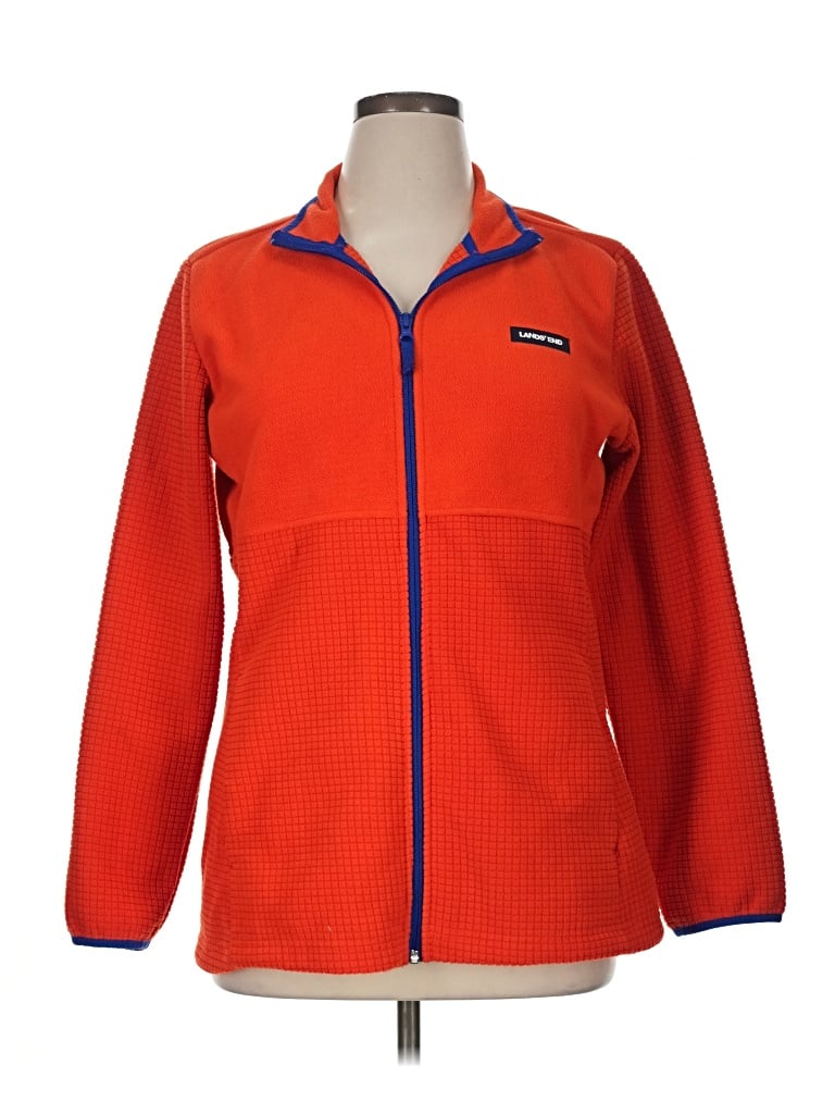 Pre-owned Lands' End Fleece Jacket In Orange