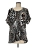 Beautiful by Lawrence Zarian Silver Short Sleeve Blouse Size M - photo 1