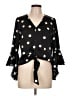 Bar III 100% Polyester Polka Dots Black 3/4 Sleeve Blouse Size L - photo 1